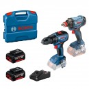 Bosch Set GSR 18V-50 Masina de gaurit + GDX 180-LI Masina de infiletat + 2 x acumulator GBA 18V, 5.0 Ah + incarcator rapid GAL 18V-40 - 4059952691152