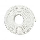 Cablu coaxial RG59 CCTV cupru siamez + alimentare 2x0.75mm CCA, 75 Ohm, PVC alb 100m/rola