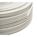 Cablu coaxial RG59 CCTV cupru siamez + alimentare 2x0.75mm CCA, 75 Ohm, PVC alb 100m/rola