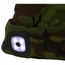 Caciula cu LED reincarcabila prin USB, Strend Pro Camouflage, unisex, marime universal, 4xSMD, Li-Ion