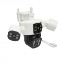 Camera de supraveghere 4 lentile, 3 obiective 16 MP, WIFI 2.4GHz, rotire 360 grade PTZ cu senzor de miscare, zoom 10X, alarma, IR night vision, detectie umana si aplicatie IPC360 Home