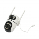 Camera de supraveghere lentila duala 4MP, P2P WIFI 2.4GHz, PTZ 360 grade, sirena, detectie umana AI si aplicatie iCSee