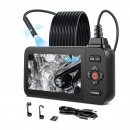 Camera endoscop cu triplu obiectiv si lumina led, Zoom 8X, ecran IPS HD 4.5, Lentila subtire 8 mm, IP67, cablu 5 m
