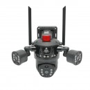 Camera supraveghere Ai 4G, WIFI 2.4GHz cu 4 obiective, panou solar 8W, rotativa 360 PTZ, detectie umana, infrarosu, alarma si aplicatie V380 Pro