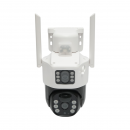 Camera supraveghere lentila duala 2x2MP, WIFI rotativa cu panou solar 7W, PTZ, 1080P, senzor miscare, night vision, aplicatie V380 Pro