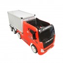 Camion electric rosu cu remorca, acumulator 12V/7Ah si telecomanda JJ2011 pentru copii 3 ani
