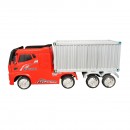 Camion electric rosu cu remorca, acumulator 12V/7Ah si telecomanda JJ2011 pentru copii 3 ani