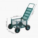 Carucior multifunctional pentru gradina cu sezut, 760×520×440 mm, Capacitate 181 kg, Otel, Roti gonflabile