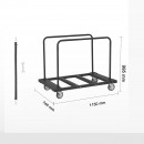 Carucior pentru transport placi gips-carton, maxim 800 Kg, 10 placi, Otel, 4 x roti, 1150 x 740 x 995 mm