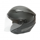 Casca moto tip jet neagra, model urban cu viziera transparenta si ochelari de soare, marimea XL