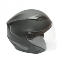 Casca moto tip jet neagra, model urban cu viziera transparenta si ochelari de soare, marimea XL
