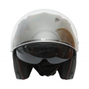 Casca moto tip jet neagra, model urban cu viziera transparenta si ochelari de soare, marimea XL