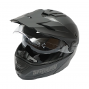 Casca motocross integrala negru mat cu viziera transparenta si ochelari de soare, marimea L Lion