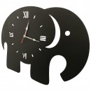 Ceas de perete metalic Krodesign Elephant, diametru 70 cm, negru