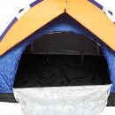 Cort camping 2 persoane albastru-portocaliu pliabil automat pop-up 2 intrari, impermeabil cu protectie UV si plasa anti-insecte 200x200x145cm