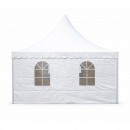 Cort pavilion evenimente tip pagoda 5x5m, alb impermeabil, acoperis PVC 750g/m2, cadru otel-aluminiu 48x48x2.5mm