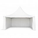 Cort pavilion evenimente tip pagoda 6x6m, alb impermeabil UV, acoperis PVC 950g/m2, cadru aluminiu 64x64x3mm