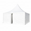 Cort pavilion evenimente tip pagoda 6x6m, alb impermeabil UV, acoperis PVC 950g/m2, cadru aluminiu 64x64x3mm