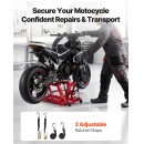 Cric hidraulic pentru motociclete, capacitate max 680 kg, Inaltime 115-385 mm, fixare chingi cu clichet