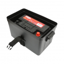 Cutie baterie auto 12V cu voltmetru DC 6-36V, intrerupator cirucit 16A, 2 prize bricheta, afisaj LCD, 2xUSB 340x195x200mm