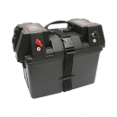 Cutie baterie auto 12V cu voltmetru DC 6-36V, intrerupator cirucit 16A, 2 prize bricheta, afisaj LCD, 2xUSB 340x195x200mm