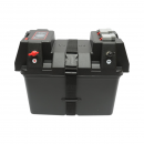 Cutie baterie auto 12V cu voltmetru DC 6-36V, intrerupator cirucit 16A, siguranta 30A, 2 prize bricheta, afisaj LCD, 2xUSB 340x195x200mm