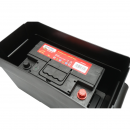 Cutie baterie auto cu voltmetru 12V, intrerupator alimentare 100A, siguranta 30A, priza bricheta, afisaj LCD, 2xUSB 360x180x235mm