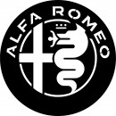 Decoratiune metalica de perete Krodesign KRO-1048, Alfa Romeo, diametru 50 cm, negru, grosime 1.5 mm