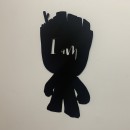 Decoratiune perete Krodesign Baby Groot, metal, negru, Inaltime 52 cm