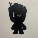 Decoratiune perete Krodesign Baby Groot, metal, negru, Inaltime 52 cm