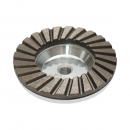 Disc diamantat turbo segmentat tip cupa 100mm, filet M14, grosier din aluminiu pentru slefuire marmura Breckner Germany