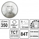 Disc fierastrau circular pentru lemn, Yato YT-6083, 84 de dinti din carbura de wolfram, 350x84x30mm