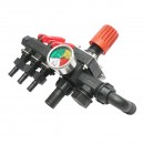 Distribuitor cu 3 cai si manometru cu glicerina pentru erbicidator (compatibil model polonez)