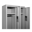Dulap metalic fiset dublu tip vestiar 1800x600x450mm cu 2 usi securizate, raft si bara, gri Breckner Germany