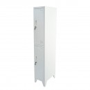 Dulap metalic fiset dublu tip vestiar gri cu 2 usi securizate 1850x380x450mm Breckner Germany