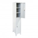 Dulap metalic fiset dublu tip vestiar gri cu 2 usi securizate 1850x380x450mm Breckner Germany