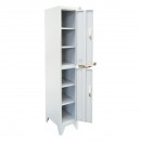 Dulap metalic fiset dublu tip vestiar gri cu 2 usi securizate 1850x380x450mm Breckner Germany