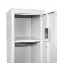 Dulap metalic fiset dublu tip vestiar gri cu usa securizata, 2 rafturi, bara, oglinda si ventilatie 1800x450x380mm Breckner Germany