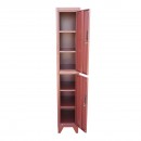 Dulap metalic fiset dublu tip vestiar maro cu 2 usi securizate si 6 rafturi 1700x300x450mm