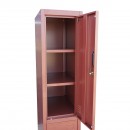 Dulap metalic fiset dublu tip vestiar maro cu 2 usi securizate si 6 rafturi 1700x300x450mm