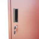 Dulap metalic fiset dublu tip vestiar maro cu 2 usi securizate si 6 rafturi 1700x300x450mm