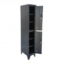 Dulap metalic fiset dublu tip vestiar negru cu 2 usi securizate 1850x380x450mm Breckner Germany