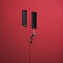Dulap metalic rosu cu o polita si 2 usi securizate 750x750x350mm