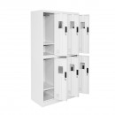 Dulap metalic tip vestiar cusetat 1800x900x450mm 3x2 cu 6 usi securizate, gri Breckner Germany