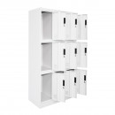 Dulap metalic tip vestiar cusetat 1800x900x450mm 3x3 cu 9 usi securizate, gri Breckner Germany