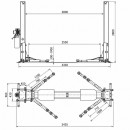Elevator auto cu 2 coloane 380V, 2.2kW, capacitate ridicare 4000kg, actionare mecanica, inaltime ridicare 1900mm