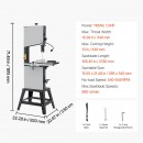 Fierastrau cu banda pentru Lemn, 1.1 kW, 0° la 45, 4 viteze reglabile, 440-880 rpm, Lampa, Lungime banda 2780 mm