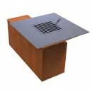 Gratar cu plita 10 mm si vatra de gatit Vivatechnix VMD-1293, 1050(H)975x975 mm, Otel Corten, Spatiu depozitare lemne