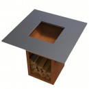 Gratar cu plita 10 mm si vatra de gatit, Vivatechnix VMD-1292, 1050(H)975x975 mm, Otel Corten, Spatiu depozitare lemne