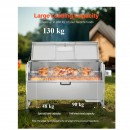 Gratar pe carbune cu capac si rotisor electric 60W, Otel Inoxidabil, Roti blocabile, Capacitate max 130 kg